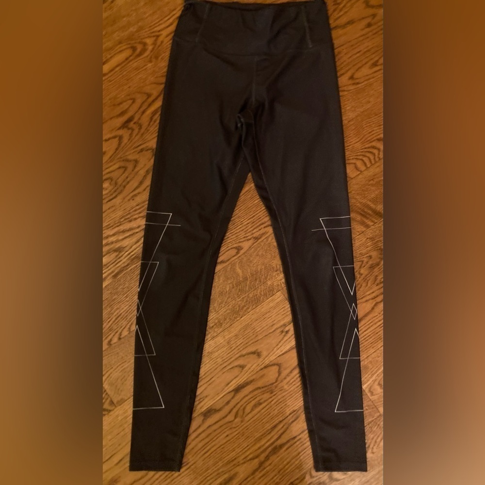 Pure Barre High Waisted Charcoal With Gray Geometric Womens Leggings Size Small
